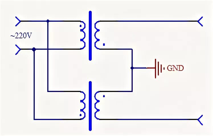 Последовательное подключение первичных обмоток двух трансформаторов Ответы Mail.ru: Что дает заземление в этом участке схемы?