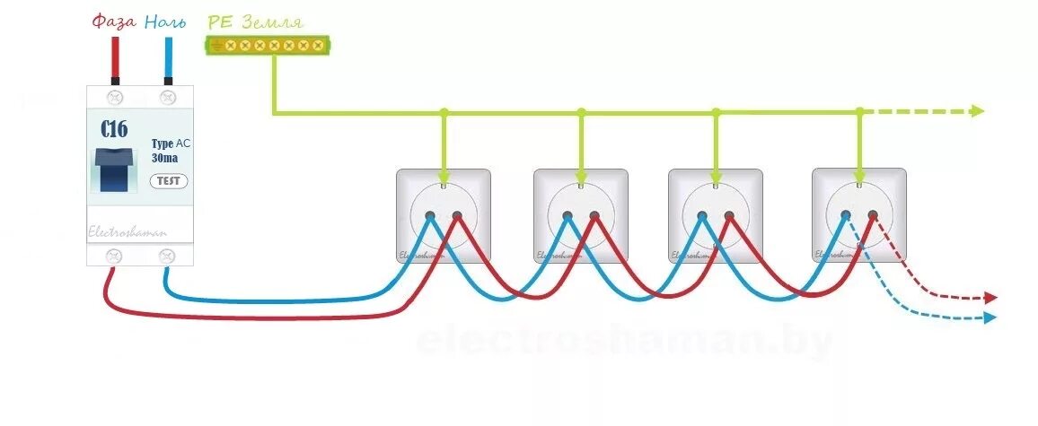 Последовательное подключение розеток с заземлением Схема подключения розетки в квартире - Новости