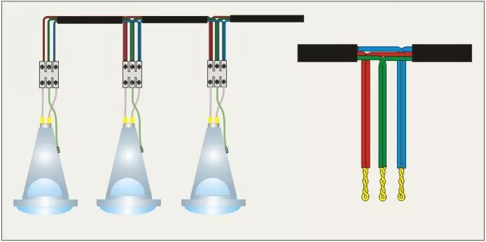 Последовательное подключение света Монтаж светильников.