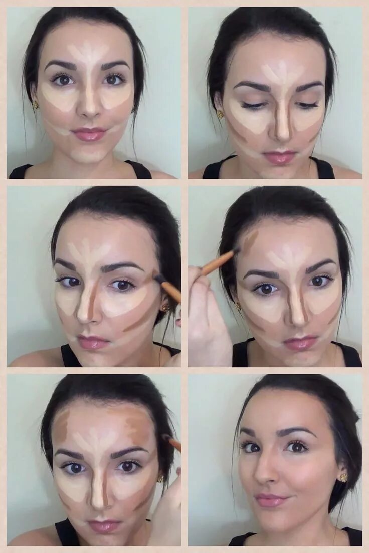 Последовательность нанесения макияжа Contouring & Highlighting: How to get Kim Kardashian Definition Contour makeup, 