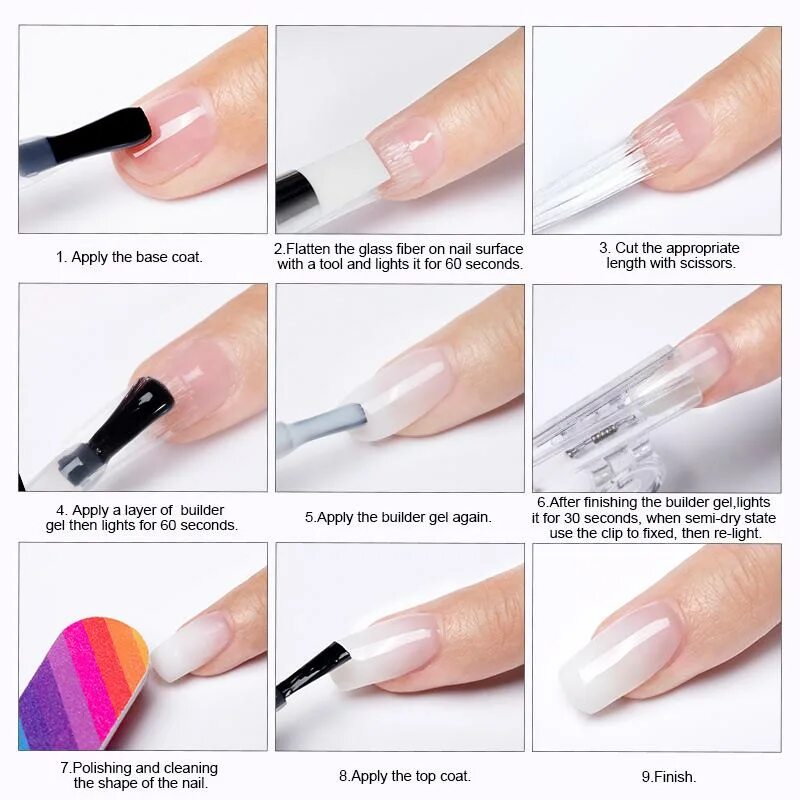 Последовательность наращивания ногтей фото ROSALIND Fiber Glass Nails Extenstion Silk Set Nail Extension Acrylic Tips Fiber