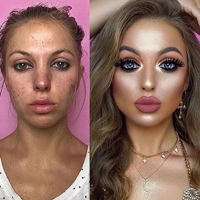 Последствия макияжа фото La imagen puede contener: 2 personas, primer plano Contour makeup, Skin makeup, 