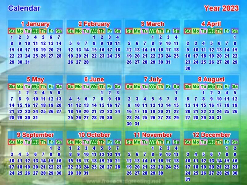 Посмотреть календарь на год Home Union Calendar