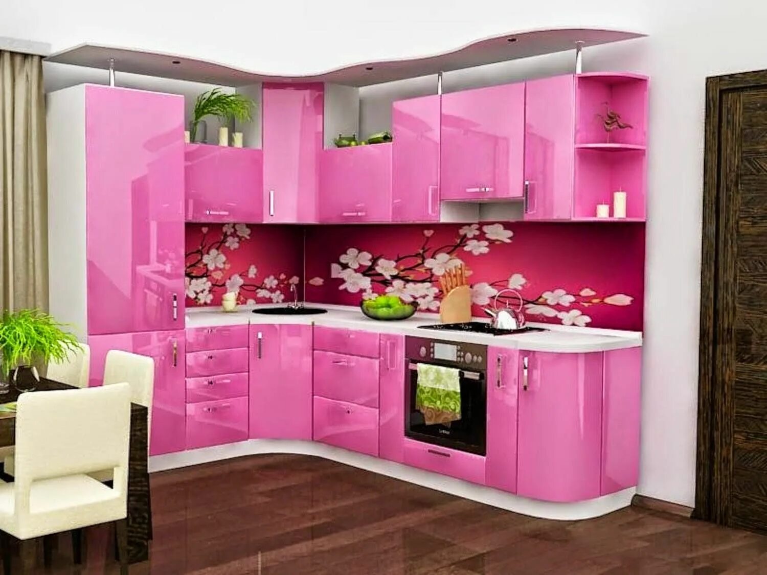 Посмотреть кухонный гарнитур фото Pin en Make it Pink Diseño de cocina comedor, Colores para cocinas modernas, Coc