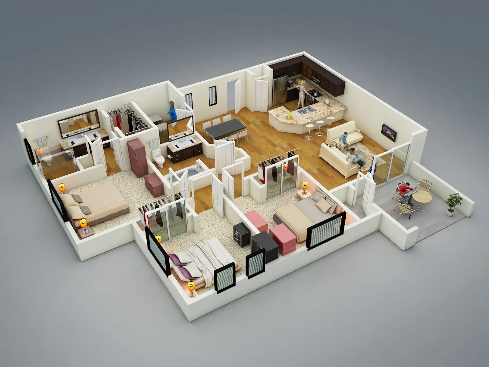 Посмотреть планировку дома 3d floor plan for real state marketing на Behance