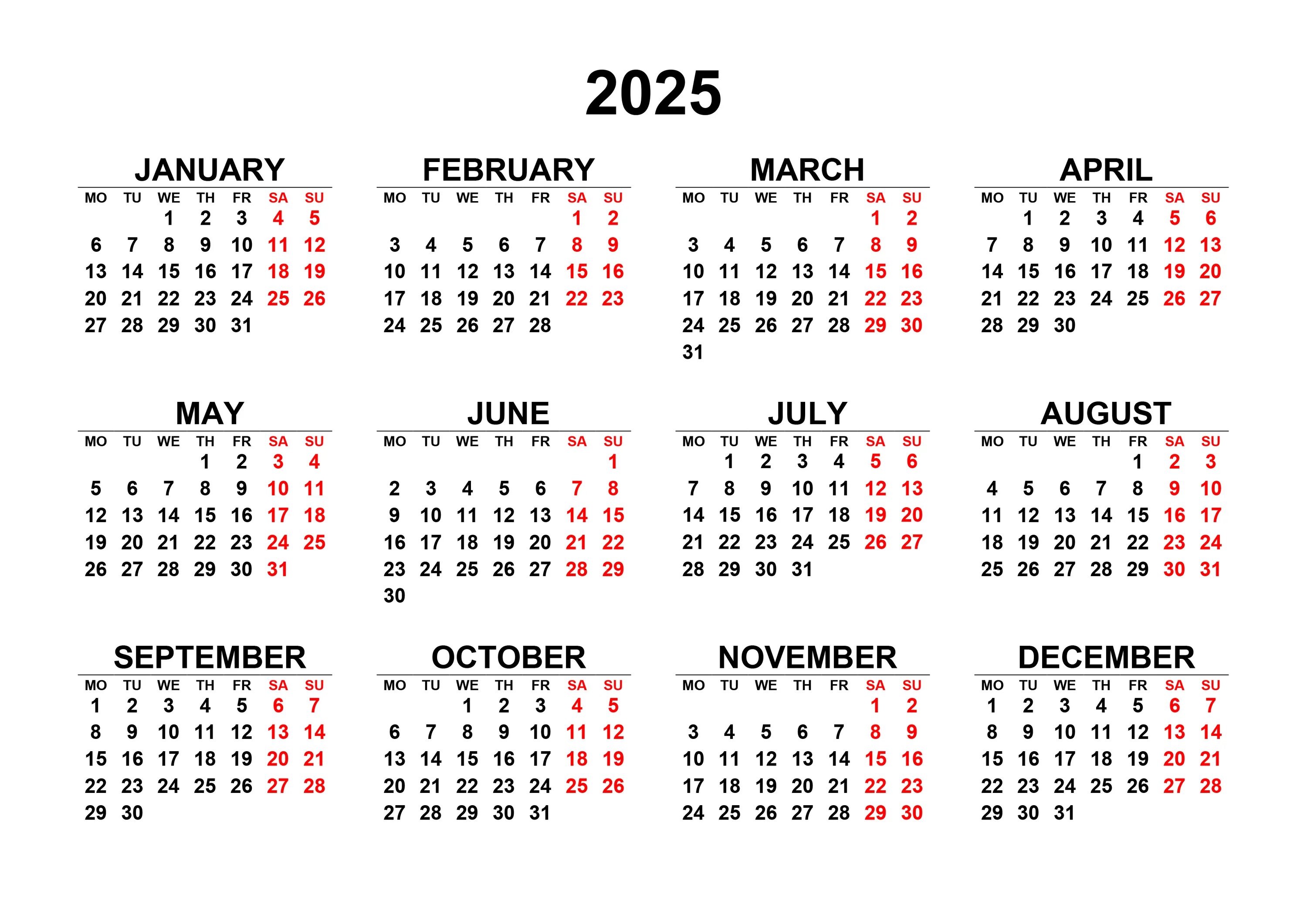 Посмотреть производственный календарь на 2025 год Календарь 2025 на английском языке - calendar12.ru