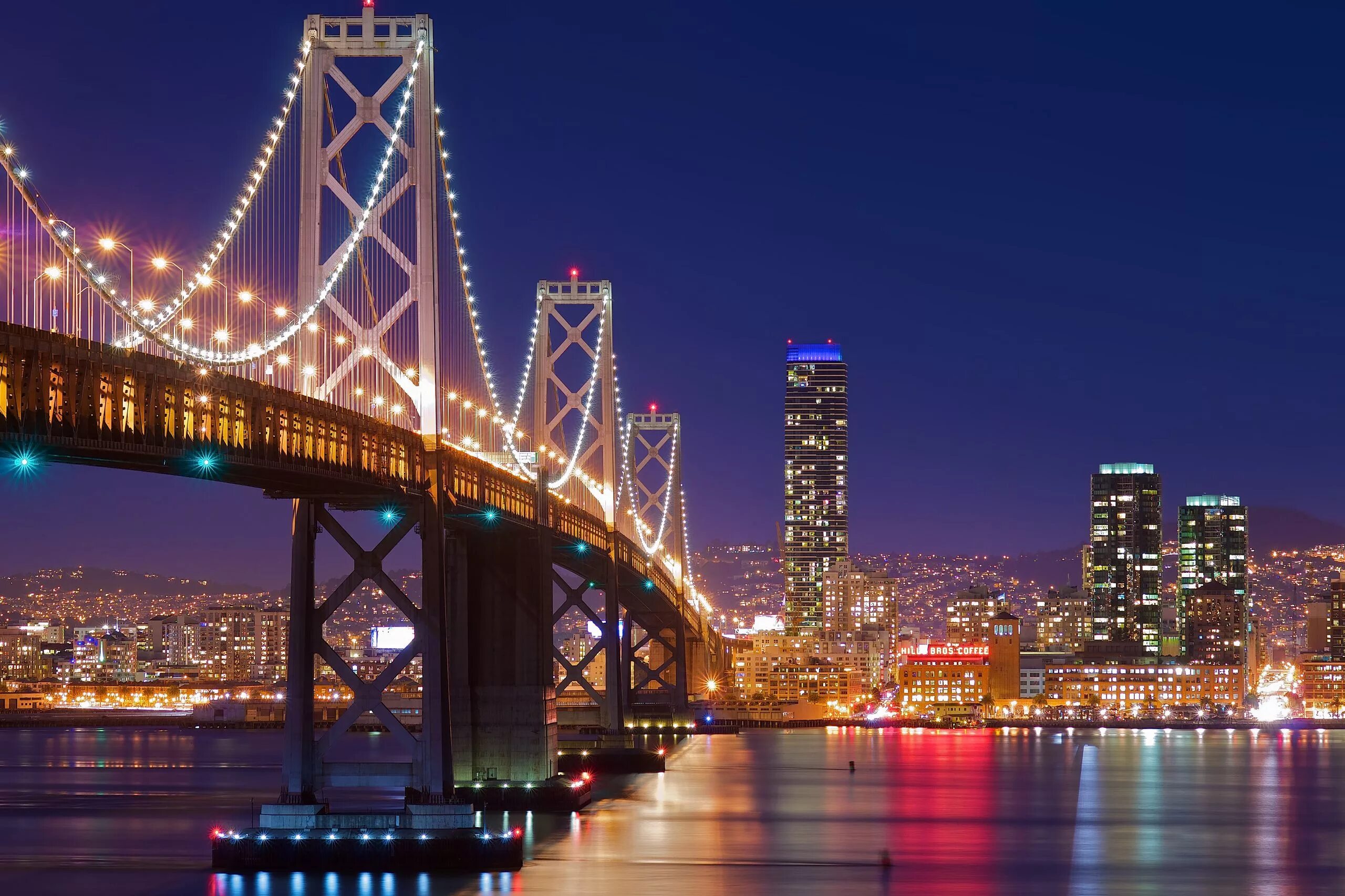 Поставить фото обои на телефон San Francisco San francisco at night, Bay bridge, Most beautiful cities