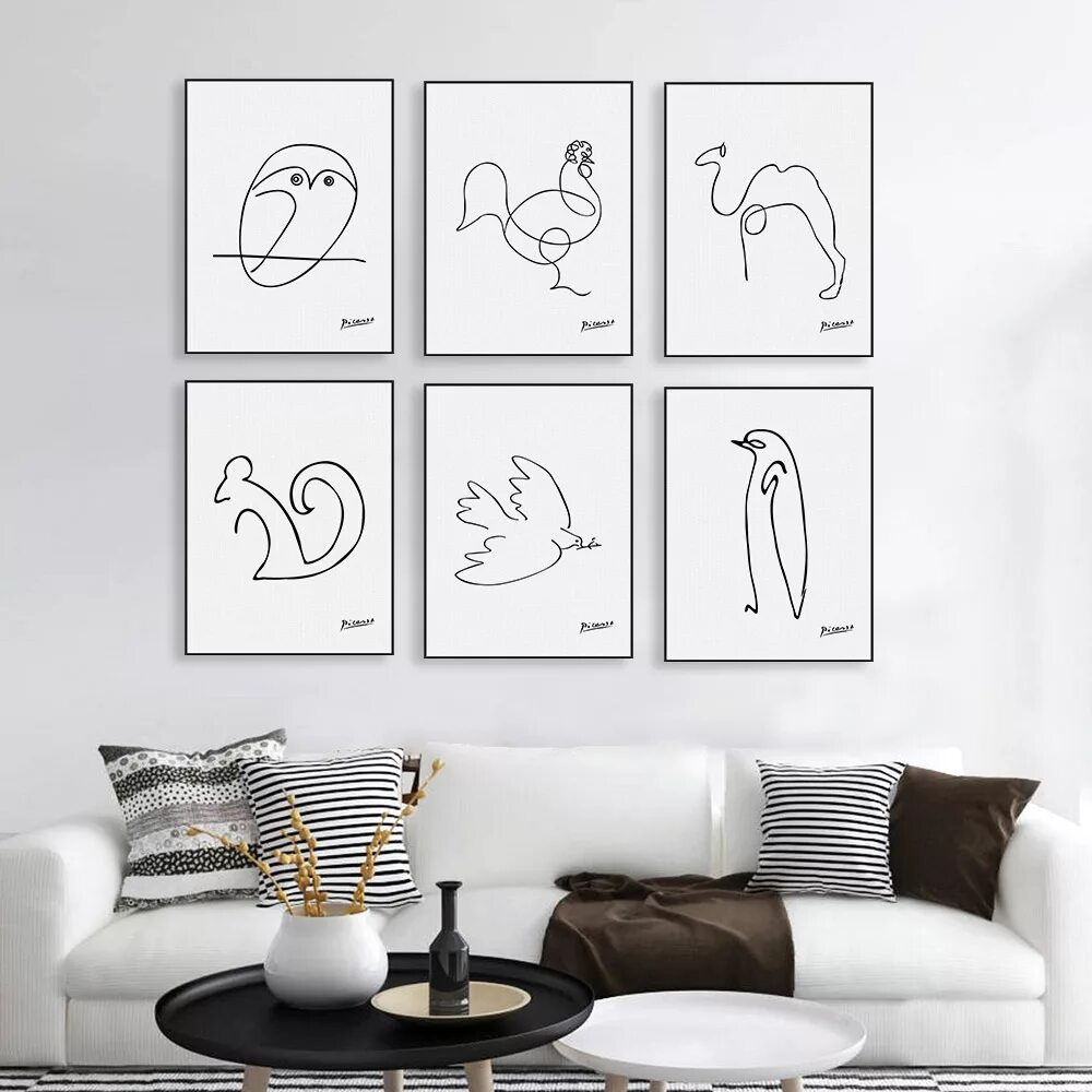 Постеры а4 на стену распечатать для интерьера Picasso Abstrato Animal da Forma minimalista Grande Canvas Art Print Poster Retr