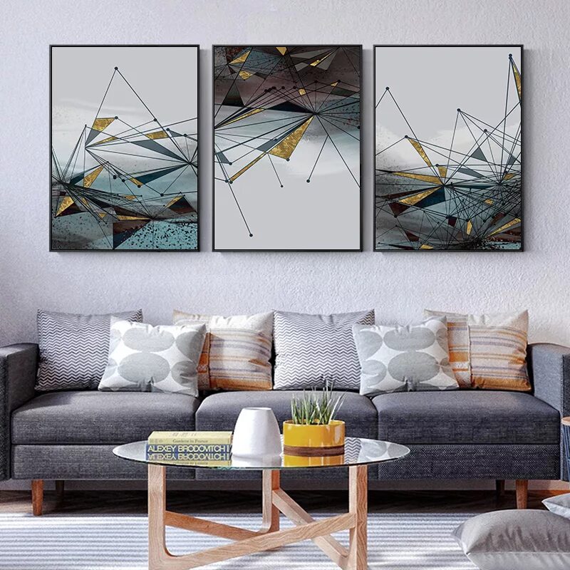 Постеры для интерьера в современном стиле Modern Abstract Geometric Picture Wall Art Canvas Painting Golden Nordic Posters