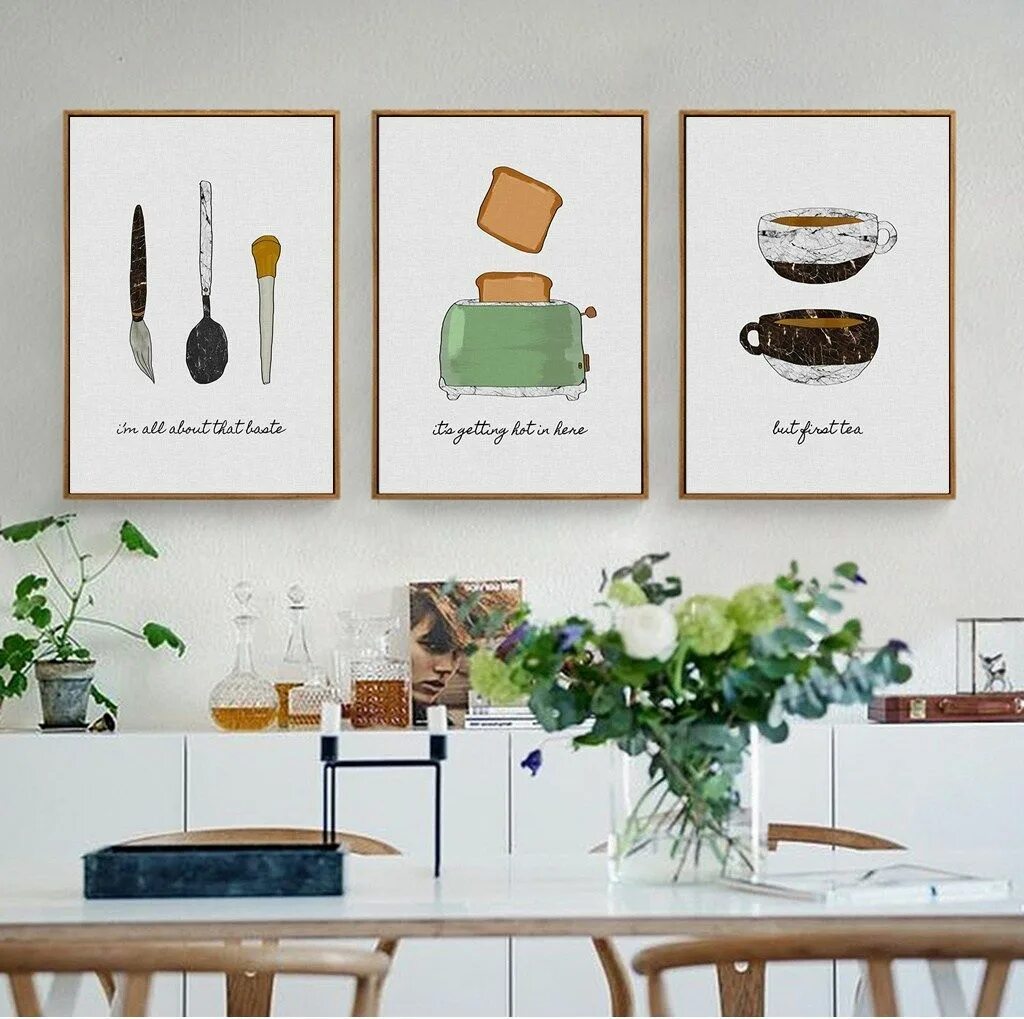 Постеры на стену для интерьера кухни Kahve Kızarmış Ekmek Kanvas Tablo Kitchen decor wall art, Large canvas wall art,