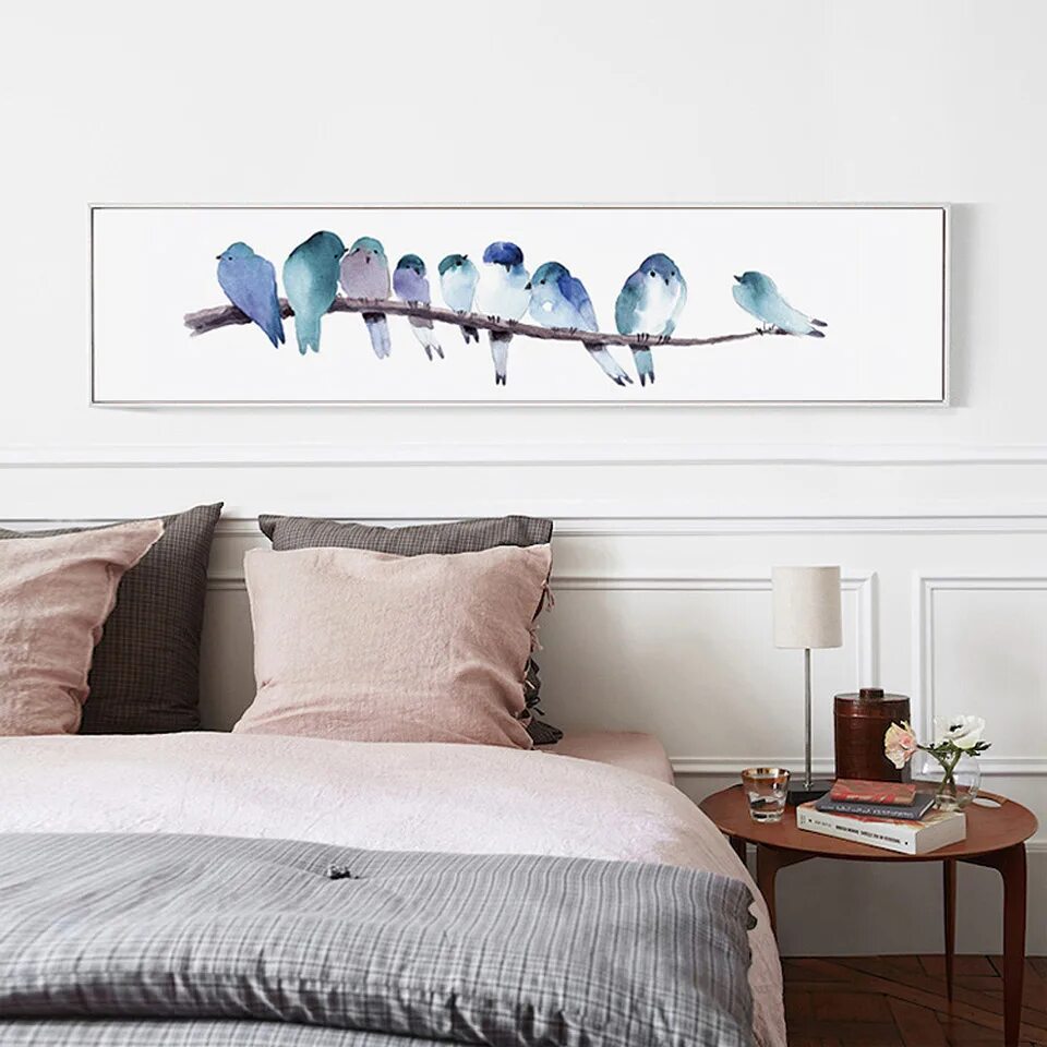 Постеры на стену для интерьера в спальню No Frame Watercolor Birds Print Poster Nordic Canvas Painting For Bedroom Wall A