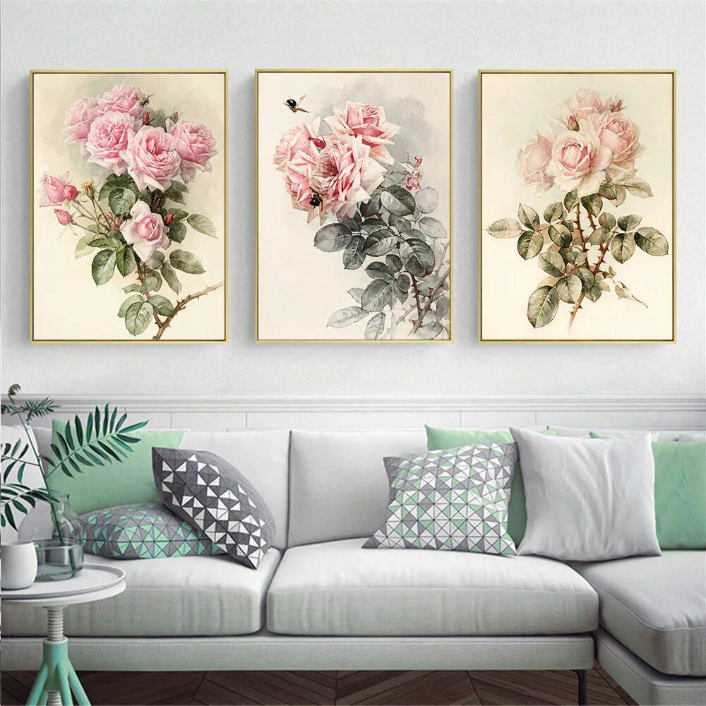 Постеры с цветами для интерьера на стену Vintage Flower Wall Art Posters Canvas Print Paintings Home - AliExpress