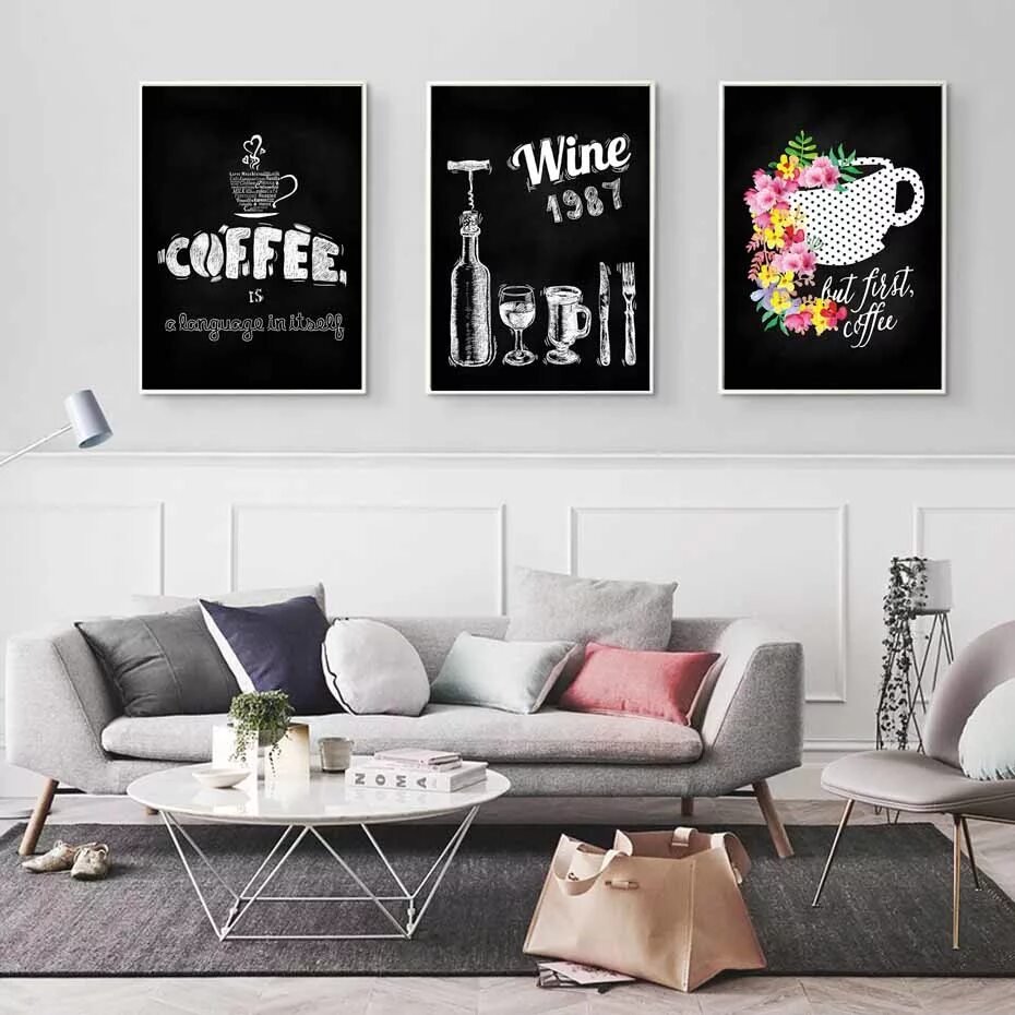 Постеры в стиле лофт Coffee Beef Cake Quote Canvas Painting Art Print Poster, Simple Style Wall Pictu