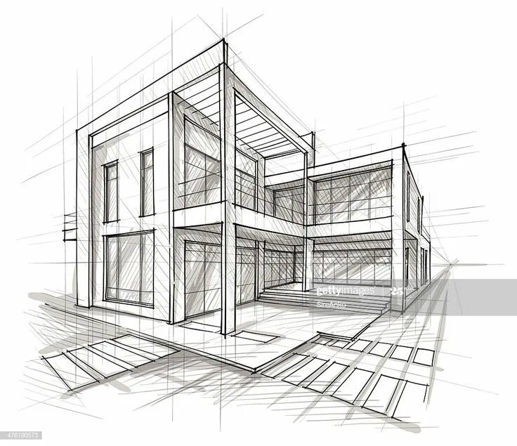 Построение чертежей домов Vector illustration of the architectural design. In the style of... Architecture