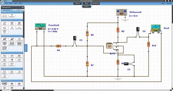 Построение электросхемы CAD-программы для электроники