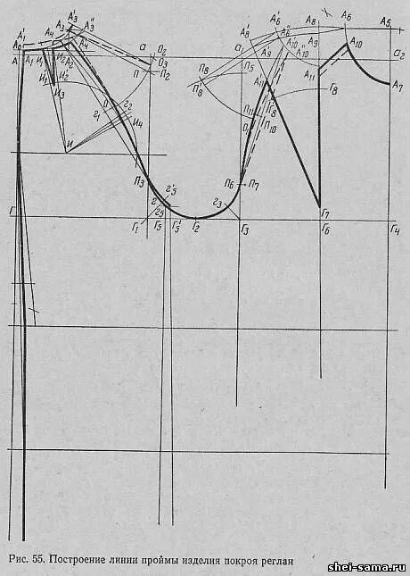Построение рукава реглан на основе базовой выкройки 26. Построение базовых основ изделий с рукавами реглан - Основы конструирования 