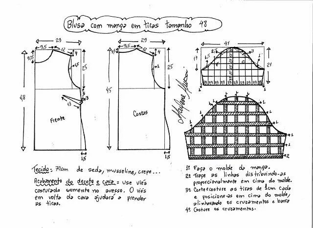 Построение выкройки блузки с рукавом пошагово Выкройка блузки! Выкройки, Шитье и Уроки шитья