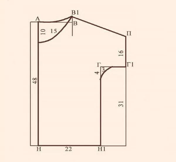 Построение выкройки блузки с цельнокроеным рукавом Как сшить блузку с коротким рукавом. Пошаговое описание (Шитье и крой) - Журнал 
