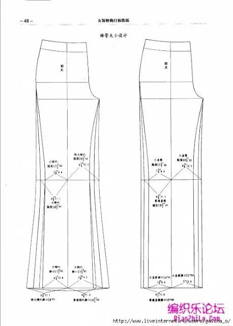 Построение выкройки брюк женских палаццо nüzhuang jıngQue daban tuıban - modelist kitapları Moldes de roupas, Calças soci