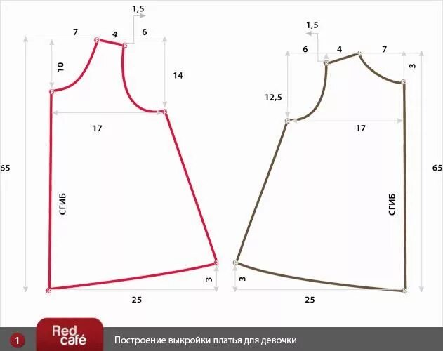 Построение выкройки детского платья Кройка платье девочка Маленькая модница, Выкройки детской одежды и Узоры для пла