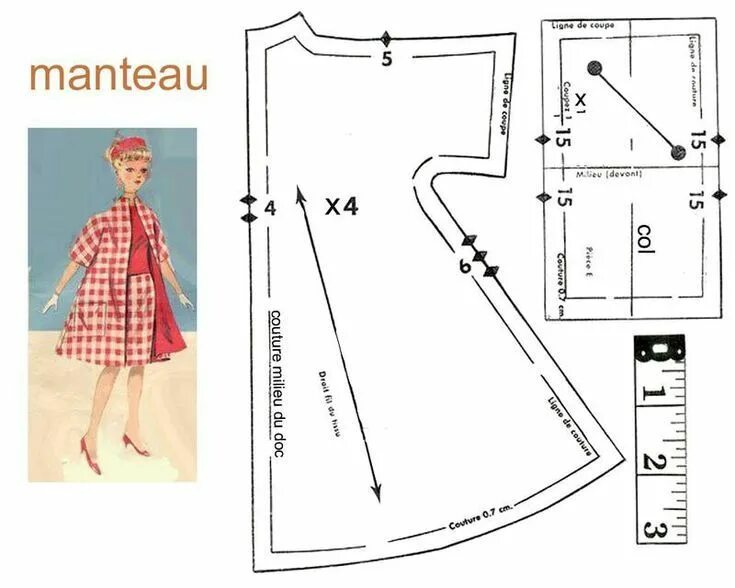 Построение выкройки для куклы Image result for Free Printable Doll Clothes Patterns Sewing barbie clothes, Bar