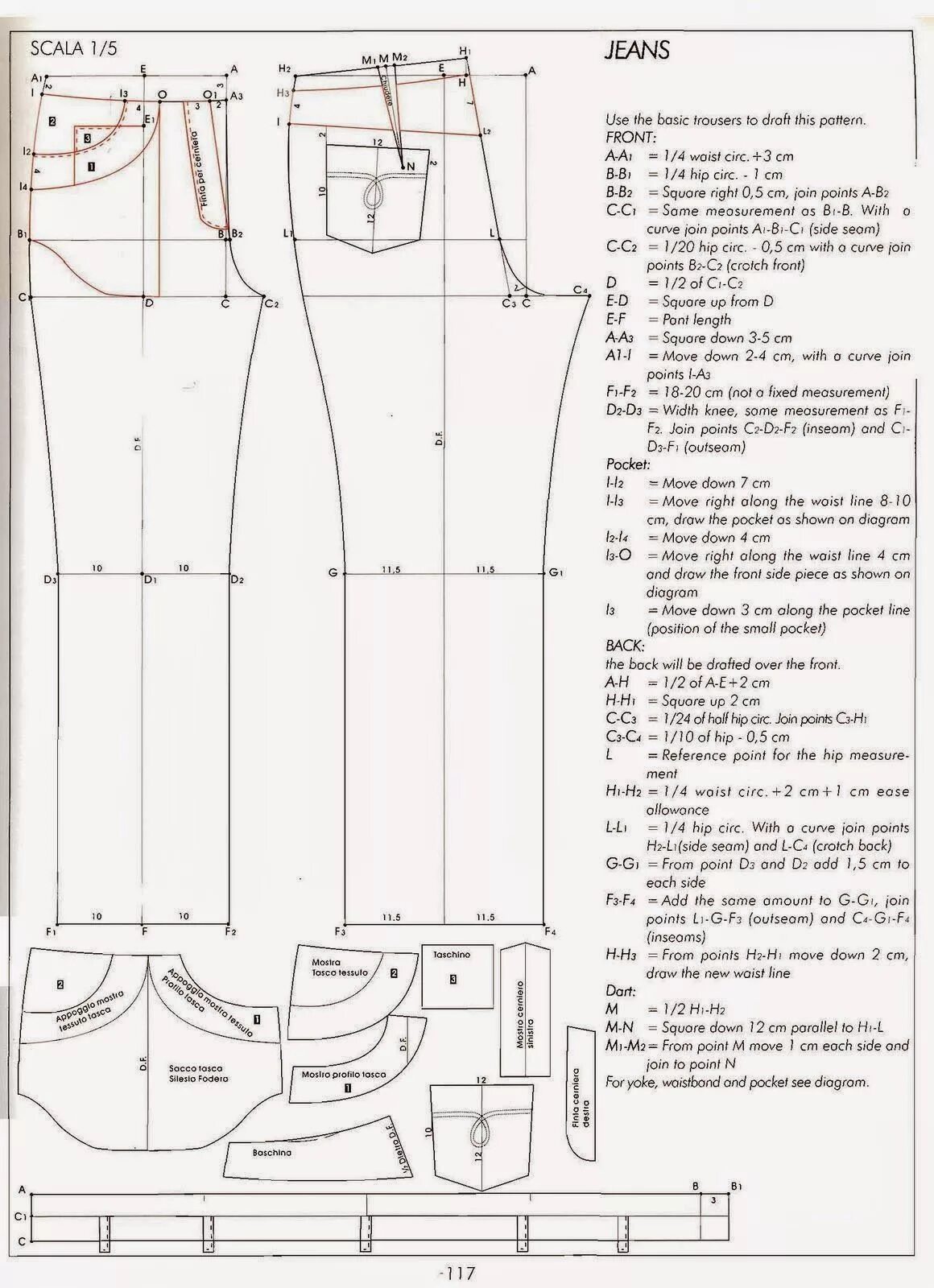 Построение выкройки джинсов женских 4 IL MODELLISMO - modelist kitapları Pantolon deseni, Ceket deseni, Dikiş patron