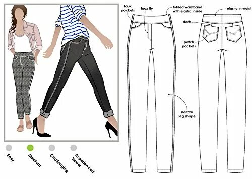 Построение выкройки джинсов женских Amazon.com: Style Arc Sewing Pattern - Georgie Stretch Woven Jean (Sizes 04-16) 