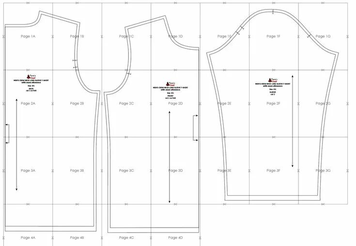 Построение выкройки футболки оверсайз мужской Men’s crew neck long sleeve T shirt - free PDF sewing pattern Long sleeve shirt 