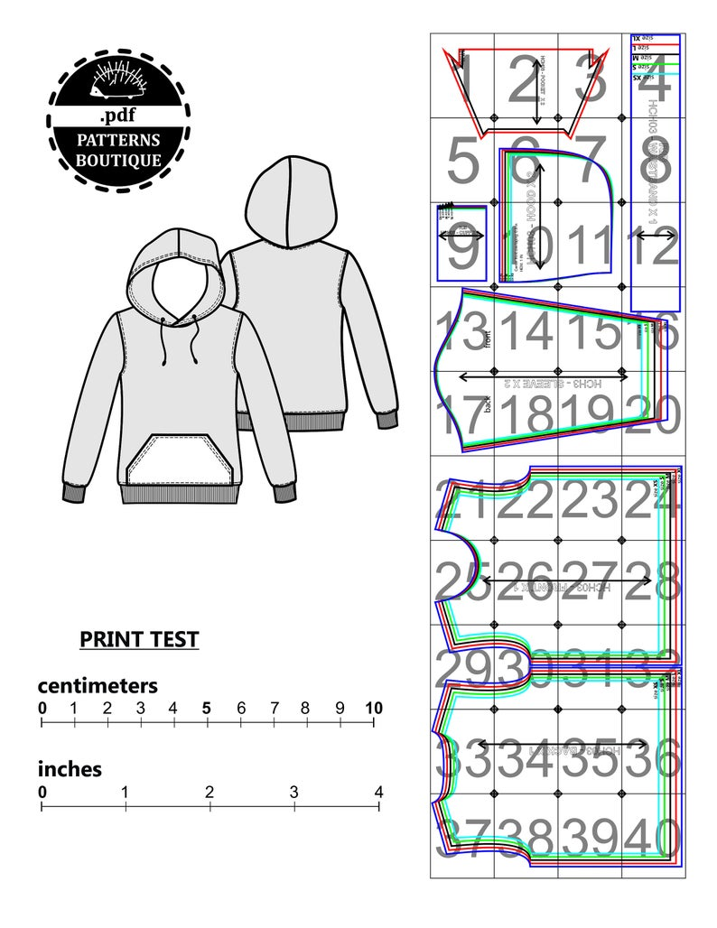 Построение выкройки худи мужская Hoodie PDF Sewing Pattern for MEN. Sizes From Xs to Xl / - Etsy Mens sewing patt