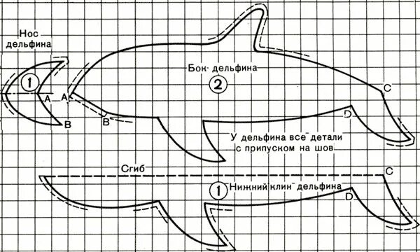 Построение выкройки игрушки Выкройки, Дельфины, Игрушки