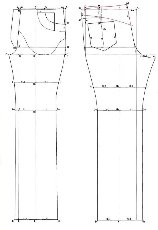 Построение выкройки мужских джинс Строим выкройку мужских джинс Выкройки, Мужские джинсы, Джинсы