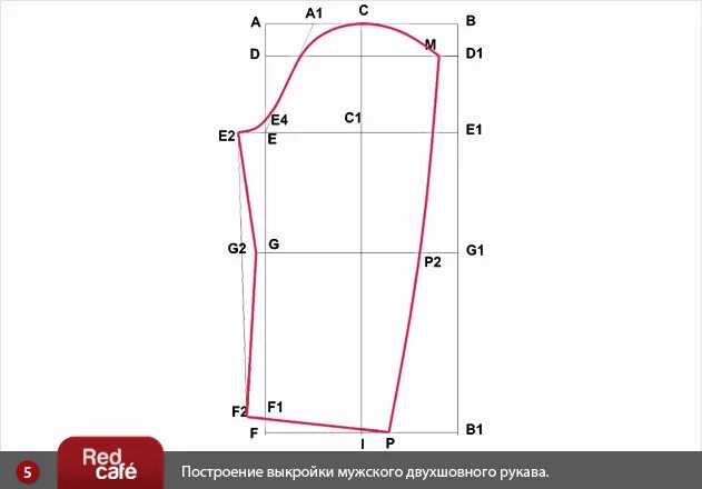 Построение выкройки мужского рукава RedCafe Построение выкройки мужского двухшовного рукава. Урок. Скачать