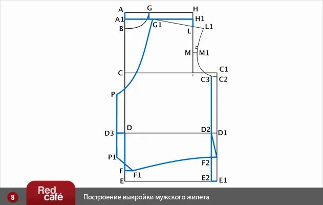 Построение выкройки мужского жилета классического Построение выкройки кардигана без воротника Как сшить кардиган, построив самосто