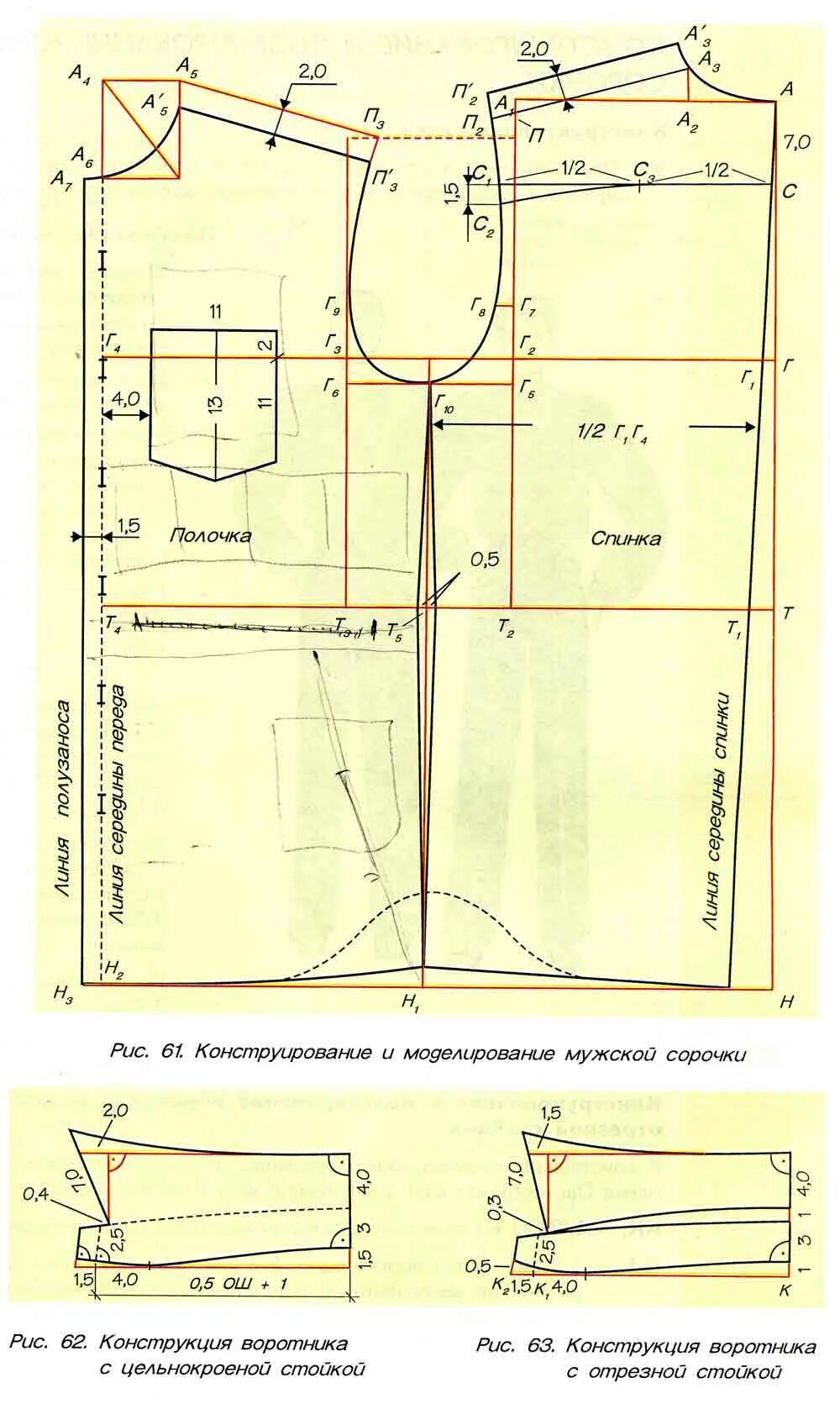 Построение выкройки мужской рубашки Выкройки-основы рубашек мужских