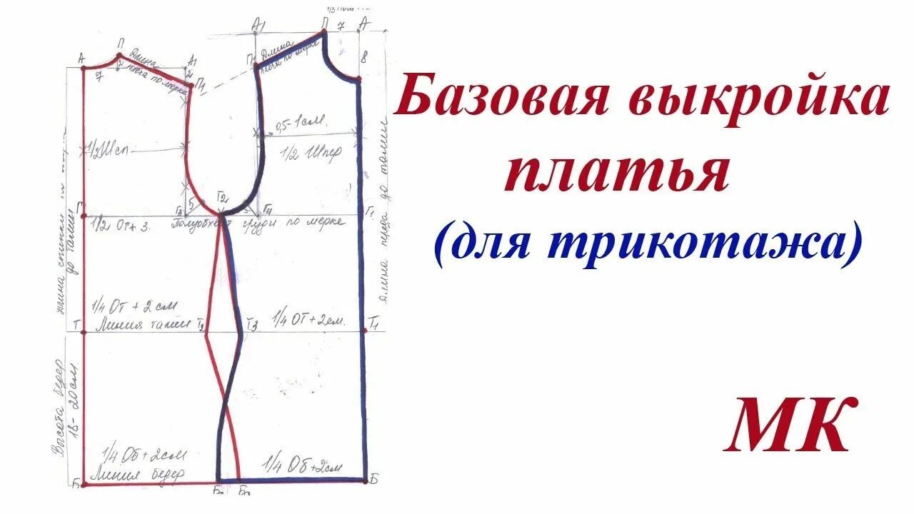 Построение выкройки на ткани Базовая выкройка платья. Шьем из трикотажа и эластичной ткани Выкройки, Уроки ши