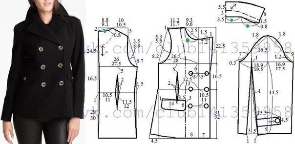 Построение выкройки пальто женского Шитье простые выкройки Женские бушлаты, Бушлат, Выкройка куртки