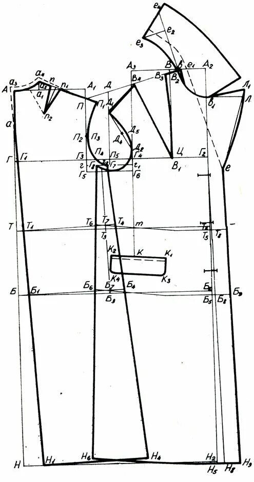 Построение выкройки пальто женского 2. Построение чертежа основы пальто прямого силуэта 1985 Азарова М.Н. - Женская 