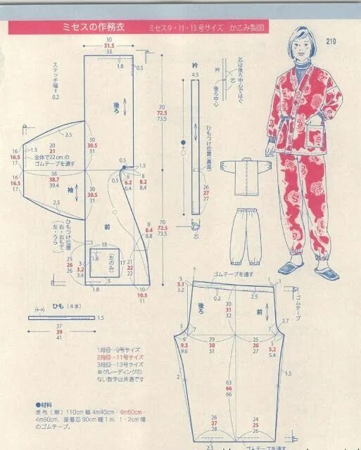 Построение выкройки пижамы женской modelist kitapları: Lady Boutique № 8 2015 Japanese sewing patterns, Ladies bout