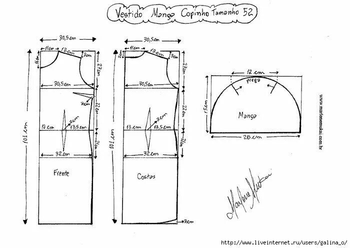 Построение выкройки платья бесплатно Дизайн одежды, выкройки и шитье Vestido com manga, Vestido tubinho com manga, Mo