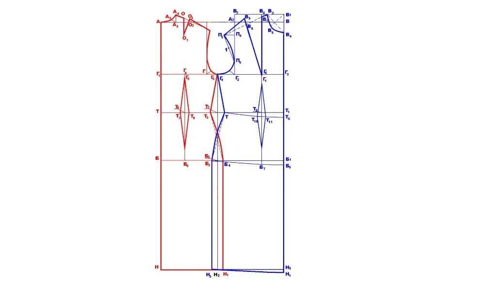 Построение выкройки платья без рукавов Платье прямого силуэта: с рукавом и с цельнокроеным рукавом
