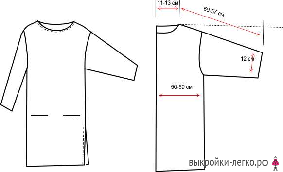 Построение выкройки платья оверсайз на трикотажной ткани Как сшить платье Шить просто - Выкройки-Легко.рф Как сшить платье, Сшить платье,