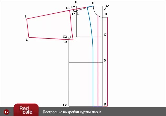 Построение выкройки пуховика женского RedCafe Выкройка женской весенней куртки-парка. Построение. Бесплатный урок. Ска