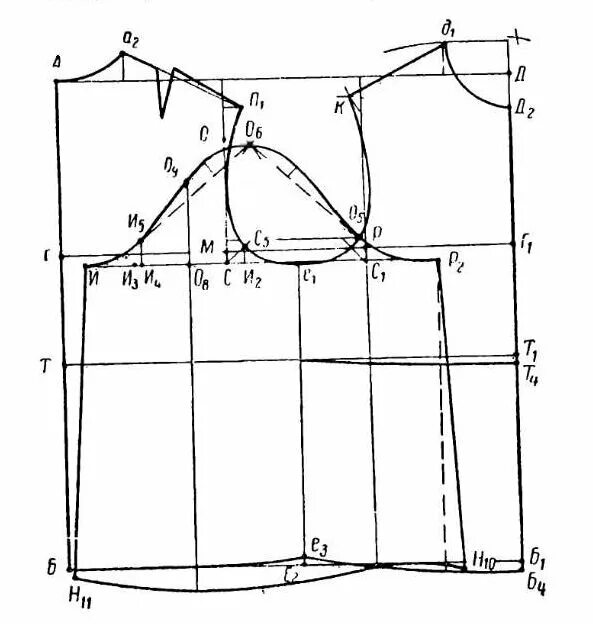 Построение выкройки рукава блузки Выкройка основы женской блузы выполнена бумаге, в натуральную величину, для даль