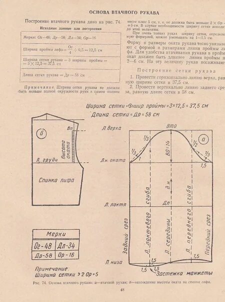 Построение выкройки рукава по пройме "Кройка и шитье женского платья", 1960 (Беляева, Владимиров) - Фотография 32 из 