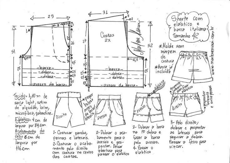 Построение выкройки шорт женских на резинке Шорты на эластичной резинке.Размеры 36-56(евро) (Шитье и крой) - Журнал Вдохнове