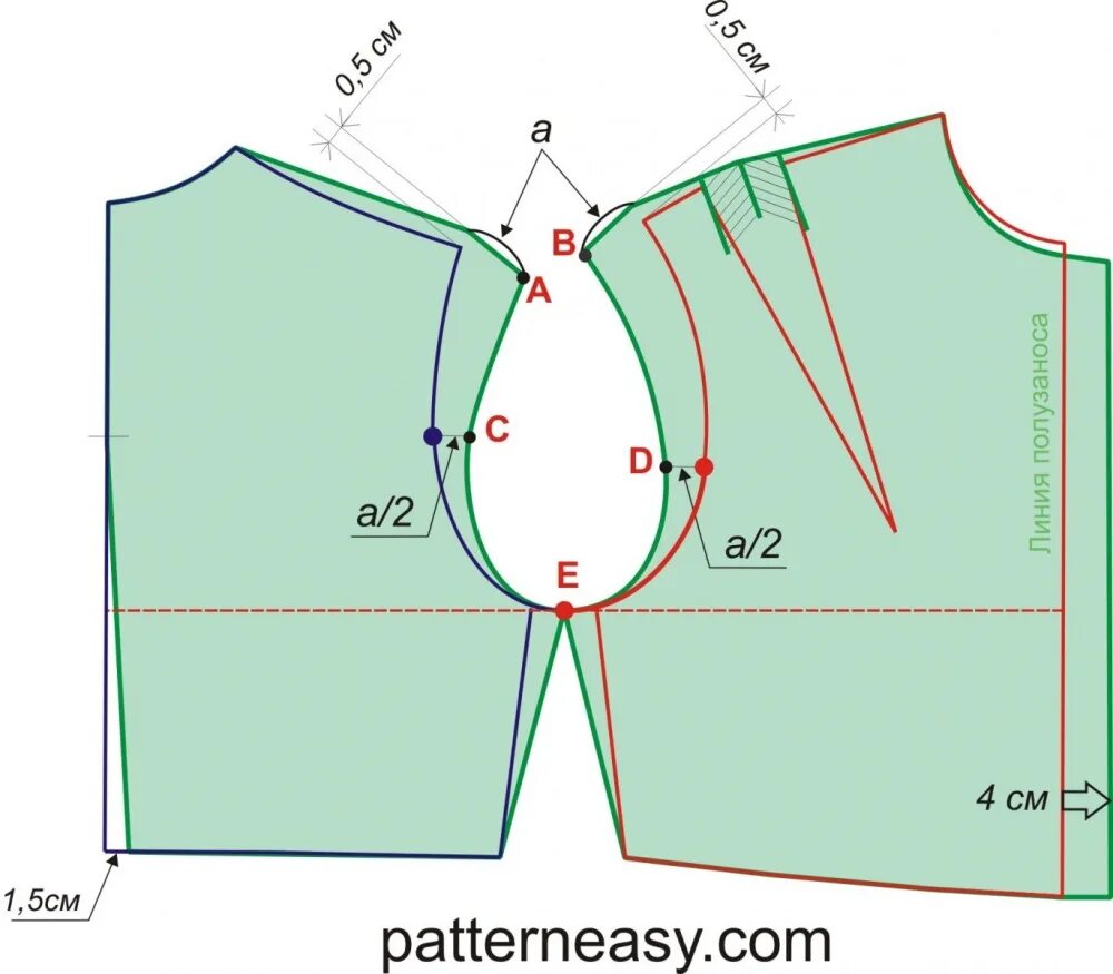 Построение выкройки со спущенным рукавом Выкройка элегантного пальто Шить просто - Выкройки-Легко.рф