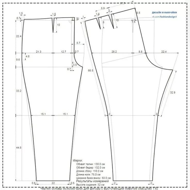 Построение выкройки спортивных штанов мужских Базовая выкройка брюк для мужчин с выступающим животом - Журнал Вдохновение Руко