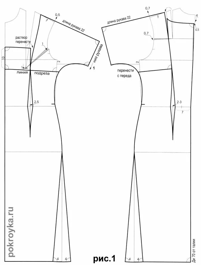 Построение выкройки цельнокроеного платья Выкройка платья с короткими цельнокроеными рукавами Clothes sewing patterns, Clo