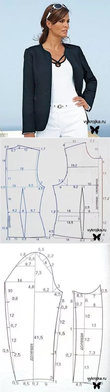 Построение выкройки жакета женского без рукавов Шитье ✂ Выкройки.Выкройка жакета. Padrões de costura para vestido, Costura fashi
