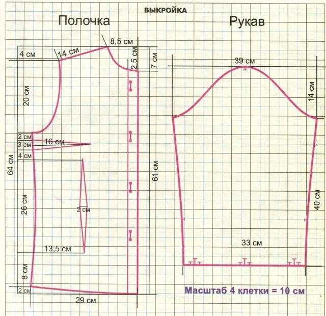 Построение выкройки женской рубашки с длинным рукавом Простой крой/чертеж рубашек и блуз + детали к ним. Выкройки, Уроки шитья, Платье